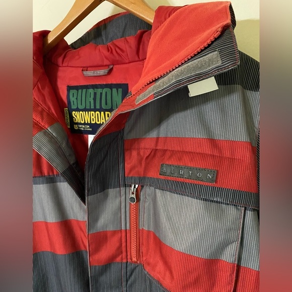Burton Red and Gray Striped Ski Jacket - Picture 7 of 15